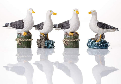 Garden Bird Statue - 4pcs Small Seagull Décor Birds Figurines Ornaments - Best Indoor Outdoor Statues Yard Art Figurines for Patio Lawn House...