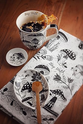 Karma, Boho Spoon Rest, Black and White Ceramic Spoon Rest, Ceramic Spoon Rest for Countertop, Cat...