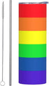 Stainless Steel Tumbler Gay Pride LGBT Rainbow flag Travel Cup 20 oz Insulated Coffee Mug Double Wall with Splash Proof Lid & Straw & Cleaning Bru...