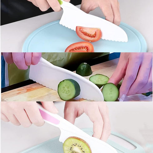 6 Pieces Kids Knife Set, Kids Safe Cooking Knives, Nylon Kids Kitchen Knife ? Crinkle Cutter, Serrated Edges Plastic Toddler Knife Kids Knives ? Y...
