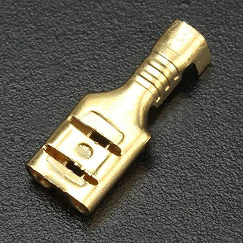 200 pcs Electrical Insulating Sleeve Wire Wrap Connector Gold Female Spade Crimp Terminal 22 to 16 AWG 4.8mm...