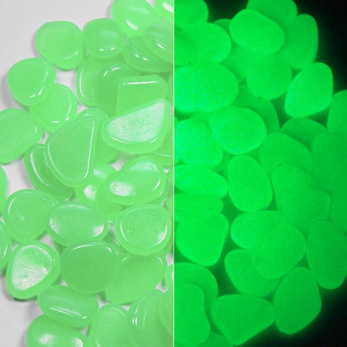 Glow in The Dark Pebbles, 100pcs Green Glowing Rocks Luminous Stone for Fish Tank, Garden Yard, Path Patio Aquariums Rocks Decor Light Up Rocks...