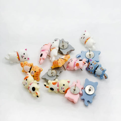 30 pcs Cute Cat Creative Push Pin Cute Decorative Thumbtacks Photo Memo Note Drawing Multi-functional Pushpin Home Office Teacher Personal Organiz...