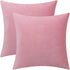 Artcest Set of 2 Decorative Velvet Throw Pillow Cases, Soft Solid Cushion Covers for Sofa Couch and Bed, 16"x16" (Blush)...
