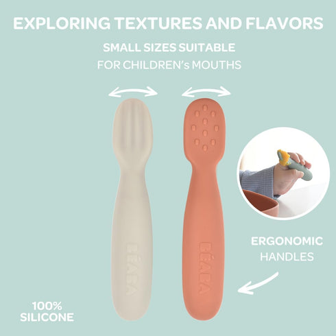 BEABA Set of 2 Silicone Pre-Spoons, For Babies 4-8 Months, Ultra-Soft Silicone Spoons to Help with Self Feeding, Designed with Specialist, Baby Ut...