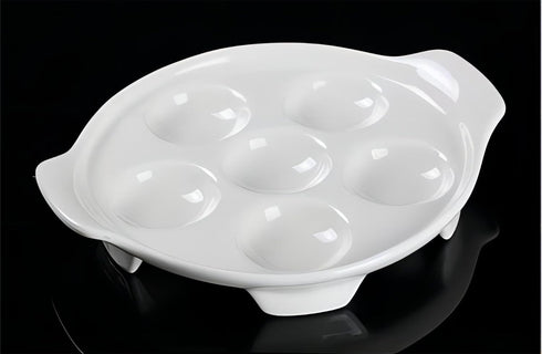 Bamboo's Grocery LoKii 6 Holes 2 Pack Ceramic Escargot Dish, Ceramic Snail Dish with Handles, Escargot Dish Diet Plates, White, 6 Inches...