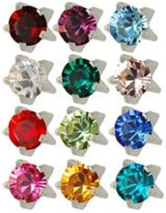 Studex 24K Plated Surgical Steel 3mm Regular Size Ear Piercing Earrings Studs in Prong Style Setting, 12 Pair Mixed Colors Yellow Metal...