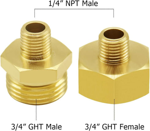 Hooshing Garden Hose Adapter 1/4" NPT to 3/4" GHT Brass Garden Hose to Pipe Fittings Connectors with Washers...