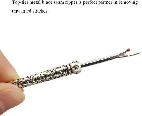 HAHIYO Metal Seam Ripper with Classical Engraved Pattern - Ergonomic Non-Slip Handle Sewing Stitch Cutter Thread Unpicker for Quilting Sewing Craf...