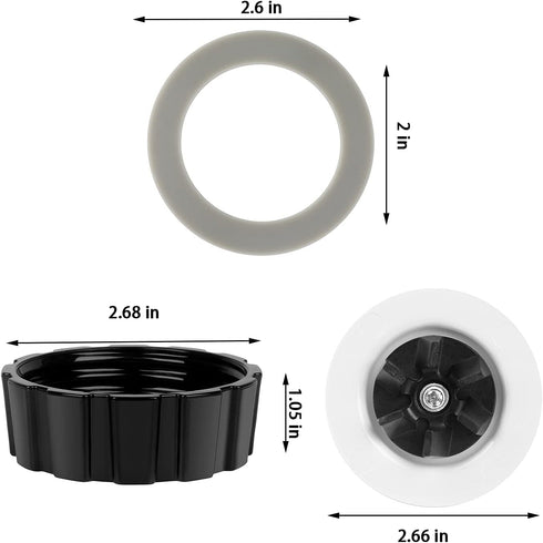 Replacement Parts For Hamilton Beach Blender Blades with Blade Gasket Blender Base Bottom Cap and 2 Rubber O Ring Sealing Ring Gasket...