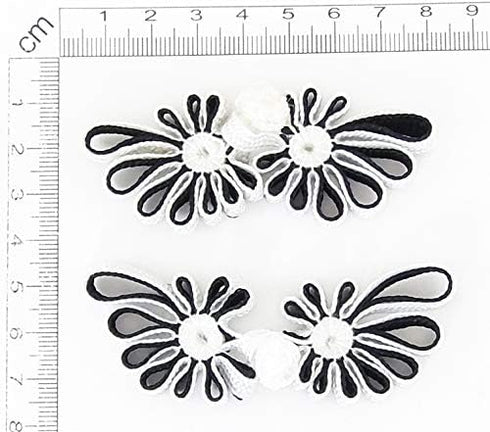 Chinese Frogs Button Closures Hook & Eye Fastener - Sewing Quilting Renaissance Dance Hawaiian Bridal Costumes Outfit Drapery Home Decor-Black/Whi...