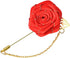 Rose Brooch Pin Cloth Rose Flower with Gold Leaf Brooch Suit Lapel Pins for Men Tassel Chain Brooch Rose Flower Pin Brooches for Men Suits Bridegr...
