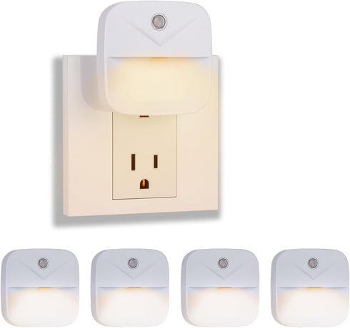 [4 Pack LED Night Lights, Nightlights with Dust-to-Dawn Light Sensor, Night Light Plug into Wall Sensor, Soft Light for Kids Adults Kitchen Hallwa...