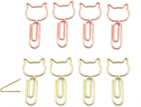 30pcs Kitten Shape Paper Clips with Clear Box, Rose Gold and Yellow Gold, Funny Cute Paperclips Bookmarks Planner Clips for Fun Office Supplies Sc...