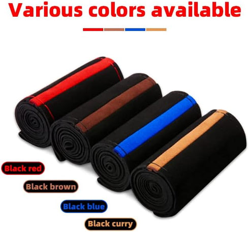 Car Steering Wheel Cover, 15 Inch Durable Genuine Leather Stitch On Wrap Steering Wheel Protector for Women Men, Universal Auto Interior Accessori...