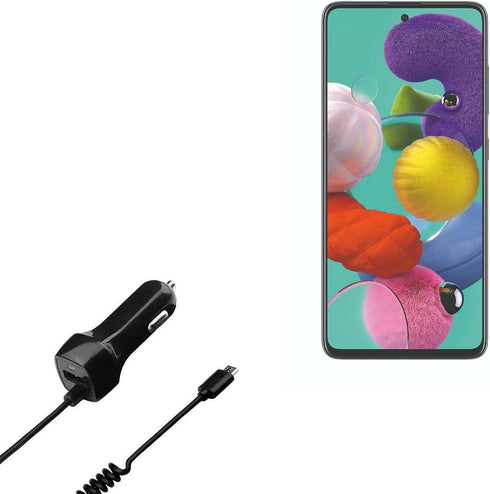 BoxWave Car Charger Compatible with Samsung Galaxy A51 5G - Car Charger Plus, Car Charger Extra USB Port with Integrated Cable for Samsung Galaxy ...