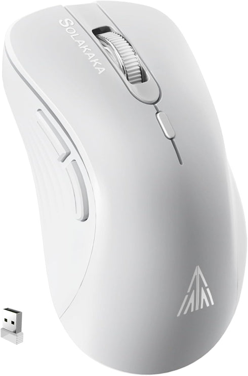 SM66 White Silent Dual Mode Bluetooth/2.4GHz Wireless Mouse, Adjustable 4200 DPI,Rechargeable Computer Mouse Wireless Office Mouse for PC Mac Lapt...