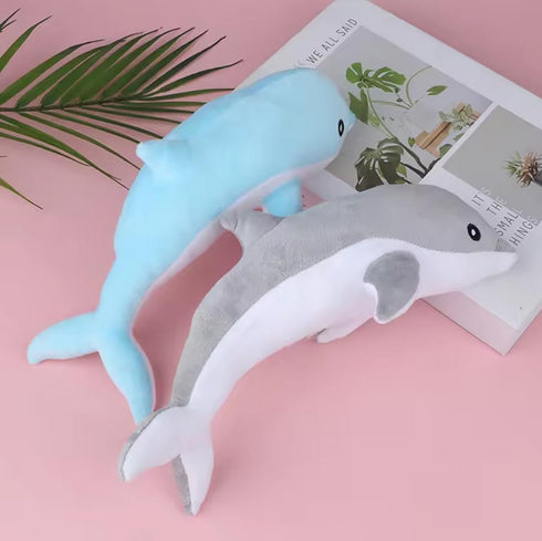 3 Pieces, Dolphin Filled Animal Plush Pillow, Super Soft Doll, Ocean Animal Plush Toy for Boys and Girls as a Sleeping mat Gift, (Blue, Pink, Gray...