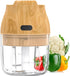 Electric Garlic, Fruit, and Vegetable Mini Food Chopper: Compact Wireless Processor Ideal for Ginger, Chili, Meat, and More, 250ML, Wood...