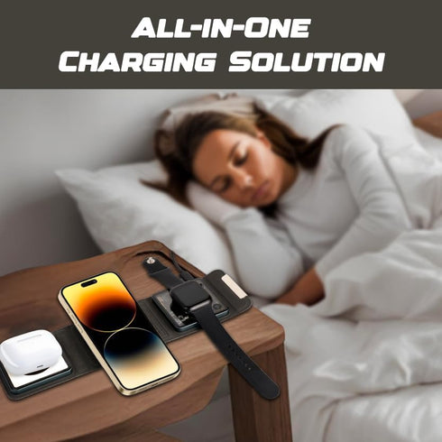 Portable 3 in 1 Wireless Charging Station Charger Compatible with Travel 3 in 1 Charging Station Apple Foldable Wireless Charging Station Multiple...