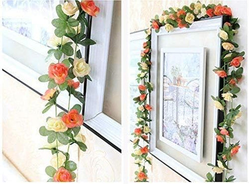 Miracliy 5Pcs 41FT Flower Garland Artificial Rose Arch Vines Fake Spring Floral Garland for Flower Wall Backdrop Wedding Mothers Day Garden Tea Pa...
