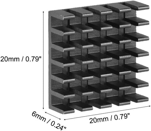uxcell 6x20x20mm Black Aluminum Heatsink Thermal Adhesive Pad Cooler for Cooling 3D Printers 4Pcs...