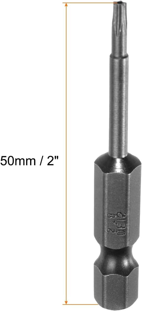 10ps TS8 Star 5 Point Screwdriver Bit 1/4" Hex Shank 2" Length Magnetic Security Torx Head Screw Driver Power Tool...