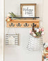 Mail and Key Holder for Wall, Decorative Wooden Wall Shelf with Hooks, Wall Mounted Coat Rack with Shelf, Keys Organizer, Entryway Hooks with Home...