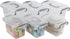 1.5 L Tiny Plastic Bins Boxes with Gray Handle, Mini Plastic Storage Box Organizer, 6-Pack...