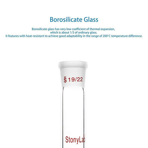 stonylab Glass Straight Connecting Adapter, 90mm from 19/22 Outer Joint to 19/22 Inner Joint for Laboratory Lab Supply, Borosilicate Glass...