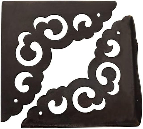 Corner Protector Edge 4 Pcs Antique Metal Decorative Box Bumpers for Cabinet Chest Desks Jewelry Door Drawer Tables Guard Furniture Hardware Acces...