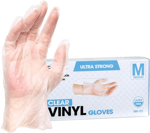 ForPro Disposable Vinyl Gloves, Clear, Industrial Grade, Powder-Free, Latex-Free, Non-Sterile, Food Safe, 2.75 Mil. Palm, 3.9 Mil. Fingers, Medium...