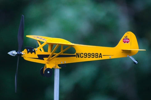 Piper J3 Cub Airplane Weathervane,3D Unique and Magical Metal Windmill Outdoor Wind Sculpture Kinetic Sculpture for Yard/Garden/Decor Decoration,G...