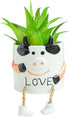 Ceramic Cow Planter, Cute Cartoon Smooth Glazed Flower Plant Pots Drainage Hole Small Succulent Pots for Mini Flower Planters Cactus, Plants Not I...