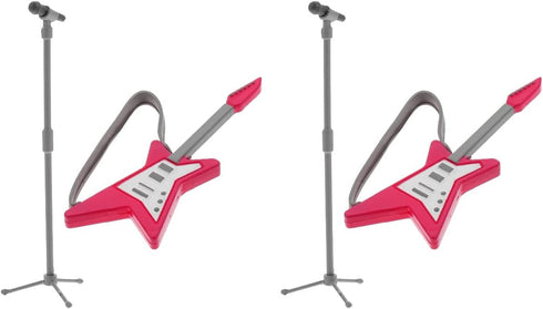 LUOZZY 2 Sets Miniature Musical Instruments Mini Electric Guitar and Fake Microphone Set 1/12 Scale Dollhouse Accessories...