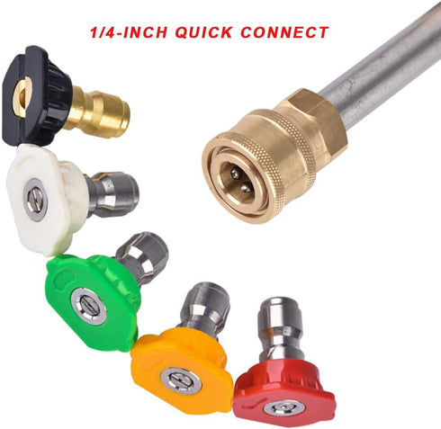 5 Pack Pressure Washer Spray Nozzles Tips + 40 Pcs O-Rings Replacement for 1/4 inch and 3/8 inch, 5 Degrees Nozzles 1/4 Inch Quick Connection Tips...