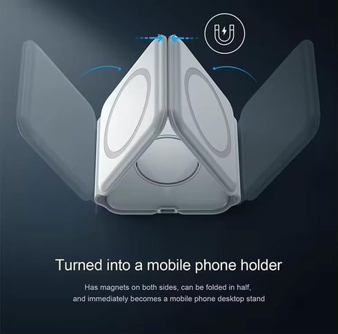 Wireless Charging Station: 3 in 1 Foldable Charging Station for iPhone, Wireless Charger for iPhone 15, 14, 13 Pro Max, Apple Watch & AirPods, Whi...