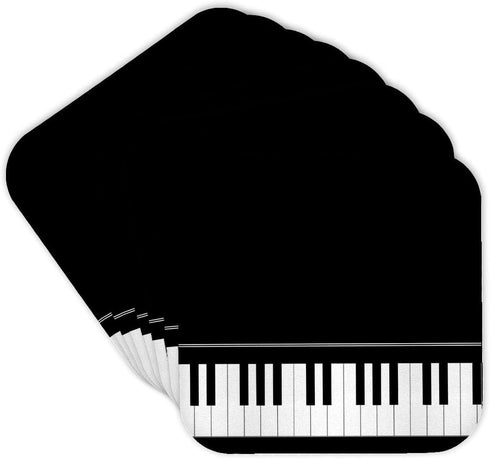 3dRose Black Piano Edge - Baby Grand Keyboard Music Design for Pianist Musical Player and Musician Gifts - Soft Coasters, Set of 8 (CST_112947_2)...
