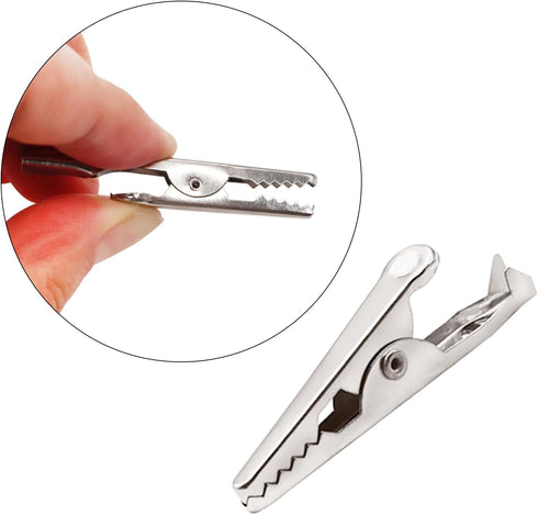 100 PCS Metal Alligator Clips 43 mm/1.37 in Nickel Plated Alligator Spring Clamps for Household Soldering and Electrical Test Tools...