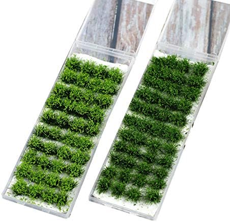 80 Pcs Green Bushy Tufts Lowland Shrubs Tuft Static Grass Vegetation Groups Railway Artificial Grass War Gaming Terrain Decoration Railroad Scener...