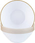 Party Plastic Bowls – White with Gold Rim - Round Plates- 10 Count- Elegant Premium Durable Dessert Bowls for Versatile Celebrations (6 oz.)...