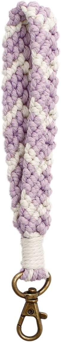 Women's Boho Macrame Keychain Wristlet Bracelet Handmade Braided Hand Wrist Lanyard for Keys, Purse, Car Keys Holder...