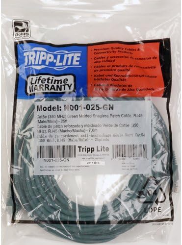 Tripp Lite Cat5e 350MHz Snagless Molded Patch Cable (RJ45 M/M) - Green, 5-ft.(N001-005-GN)...