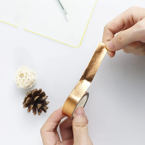 MEI YI TIAN 6 Rolls Solid Copper Gold Foil Washi Tape Set 15mmx10m Bronze Golden Stamping Paper Adhesive Masking Tapes Sticky Paper Tape for DIY S...