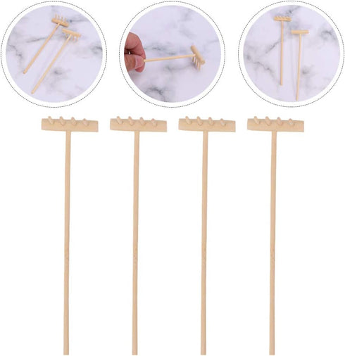 8Pcs Mini Zen Sand Rake Bamboo Rakes Tool Meditation Zen Garden Tools Feng Shui Tabletop Rock Garden Sandbox Kits Japanese Desktop Sand Box Access...