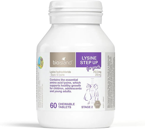 Bio Island Lysine Step Up for Youth 60 Chewable Tablets...