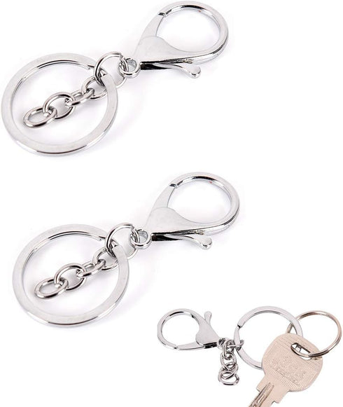 10 Pcs Key Chain Key Ring Lobster Claw Clasps Extension Chain,Keychain Clip Hook Snap Hooks for Jewelry Making DIY Art Craft Accessories (Silver)...