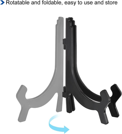 uxcell 10" Easel Plate Holder, Plastic Folding Display Stand Black for Decorative Picture Frame...