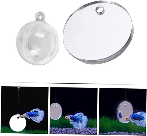 1 Set Acrylic Betta Training Mirror Round Mirrors Double Sided Mirror Fish Aquarium Decoration Betta Training Exercise Fighting Fish Mirror Floati...