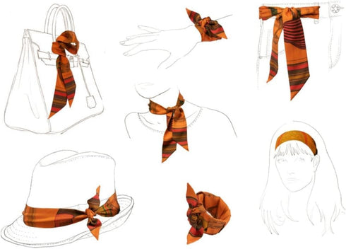 JERLA 100% Mulberry silk Scarf Bag scarf Head Hair Ribbon Handbag Handle wrap Neckerchief Scarf for women...